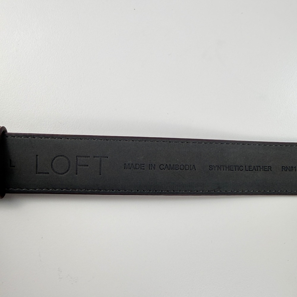 LOFT Womens Large Horsebit Waist Belt Brown Faux Croc Gold Equestrian NEW - Picture 4 of 9